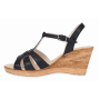 Sandale dama negre din piele naturala box cu barete impletite si talpa tip pana S51NBOX
